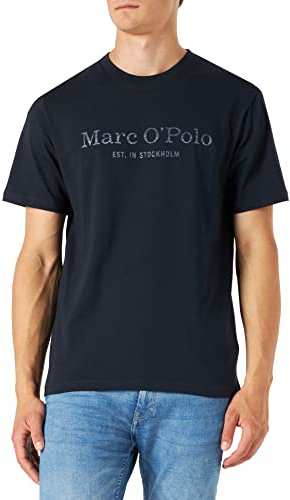 Marc O'Polo Herren T-Shirt aus Bio-Baumwolle mit Rundhalsausschnitt, Blau (Dark Navy), XS