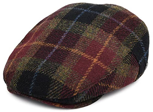 Jaxon & James Callanish Harris Tweed Schiebermütze - Burgunderrot-Multi - L