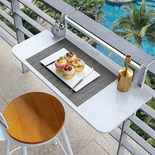 AOKEBR Outdoor Klappbar Balkontisch,Marmor-Balkontisch zum Aufhängen,Balkon-Klapp-Hängegeländer-Tisch,Verstellbare Wand-Beistelltische Für Terrasse,Hängetisch Gartentisch Klapptisch