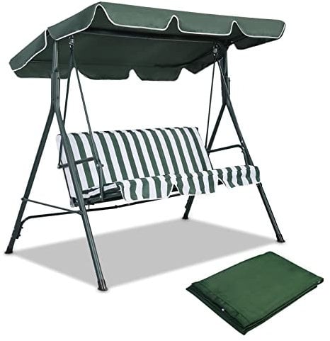 Multigot Replacement Canopy Cover, 2 & 3 Seater Waterproof Swing Chair Canopy, UV Resistant Patio Hammock Cover for Beach, Balcony and Pool (Green, 114 x 168cm)