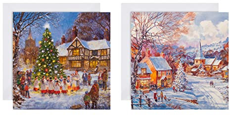 Hallmark Multipack Weihnachtskarten, Wohltätigkeitskarten, 16 Stück in 2 festlichen Designs, winterliche Szene