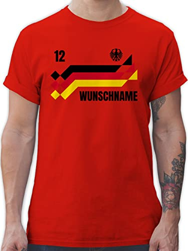 T-Shirt Herren - 2026 Fussball WM Fanartikel - Deutschland Trikot mit Name und Nummer Germany - M - Rot - Deutschland-t-Shirt em Tshirt 2024 fußball German Shirt Bedruckt fußball-Fanartikel