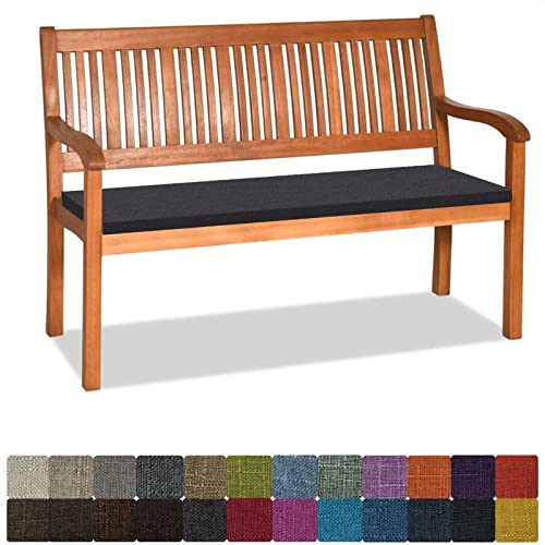 Orumrud Bankauflage Stuhlkissen Bankkissen mit Krawatte Waschbar,170x45x3cm,2 3 4-Sitzer Sitzkissen rutschfeste Auflage für Gartenbank,Küche,Terrasse Innen und Außenbereich,Schwarz,Dicker Leinenstoff