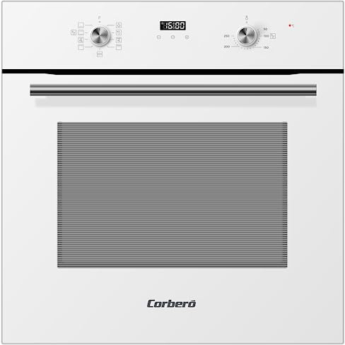 Corberó - Horno Multifunción 70L | CCHMT903W | Cristal Blanco | Display Touch | 8 Programas | Guías Extraíbles | Mandos Push-Pull | 3000W Potencia | Eficiencia Energética A | Blanco