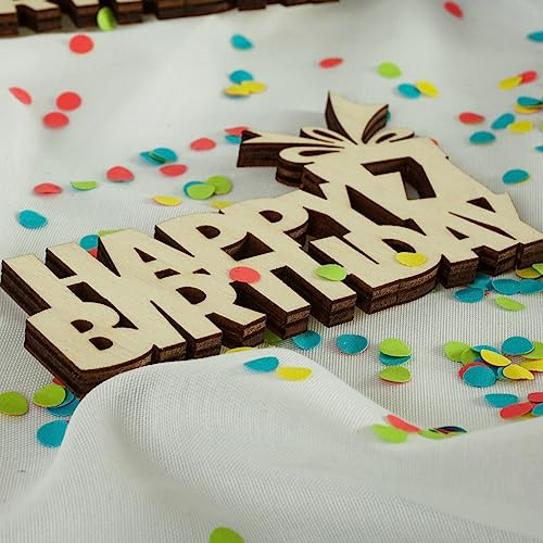 Tisch Deko Happy Birthday Schriftzug aus Holz mit indvidueller Zahl zum Geburtstag