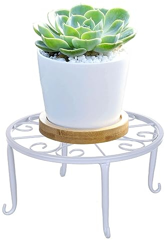 Metall Blumenständer Blumenhocker Deko Garten Terrasse Schwarz Für Innen-Balkon Outdoor Garten (Weiß)