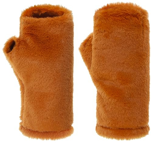 McBURN Faux Fur Stulpen Pulswärmer Fingerlose Handschuhe Damen - Made in Italy Herbst-Winter Winter - One Size orange