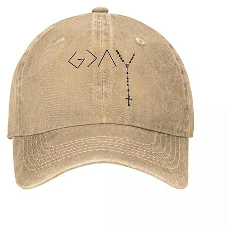VIDOJI Baseballkappe Gott ist größer als die Höhen und Tiefen Accessoires Baseballkappe Zitat Distressed Denim Caps Hut