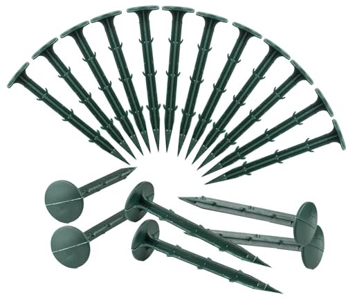 Milaloko 50 Morceaux de Tissu de Mauvaises Herbes Clous de Jardin Fixes, 11cm de Long en Plastique Jardin Clou Fixe Paysage Piton de Gazon, Vert
