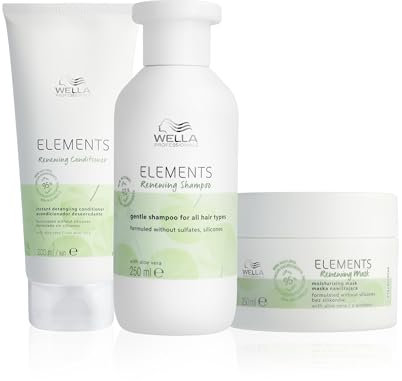 Wella Professionals Elements Shampoing, Après-Shampoing et Masque régénérant doux sans sulfate et sans silicone pour tous types de cheveux 250 ml + 200 ml + 150 ml