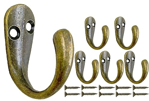 Mokife 6 Stück Einzelne Kleiderhaken Schwerlast Vintage Garderobenhaken Metall Wandhaken mit Schrauben für Hut, Jacke, Mantel, Kleidung, Handtuch, Tasse (Bronze)
