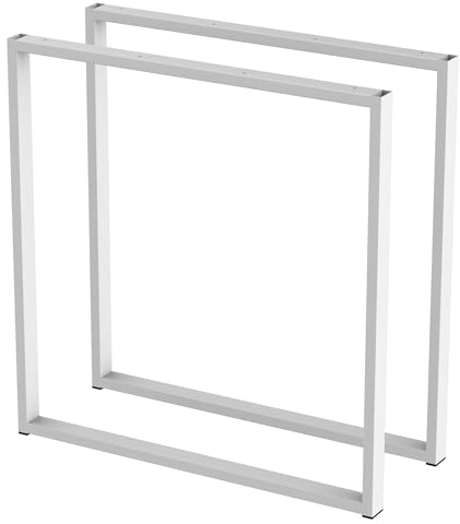 BK Styl 2 Stück Tischbeine aus Metall U-Form | Tischgestell aus 40x20mm Profilen | Tischkufen Tischfüße Möbelbeine für Schreibtische & Esstische I Stahl Pulverbeschichtet (700x720mm White)