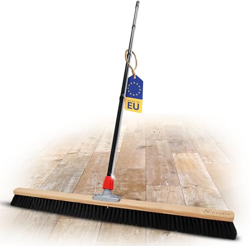 Novaliv Großer Besen mit Stiel 100 cm Kunstborsten Ideal als Werkstattbesen Hallenbesen Industriebesen Hausbesen Kehrbesen Zimmerbesen Haarbesen Besen groß