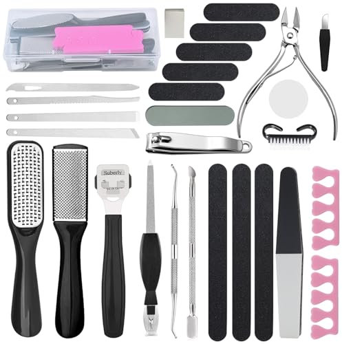 32 in 1 Foot File Pedicure Set, Hard Skin Remover for Feet, Callus Remover Foot Care Dead Skin Remover, Foot Grater Dry Skin Remover Feet File Hard Skin Remover Scrub for Home Pedicure