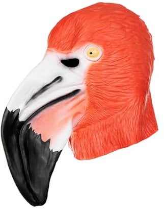 Flamingo Maske aus Latex - realistische Tiermaske als Verkleidung für Halloween, Karneval & Motto-Party