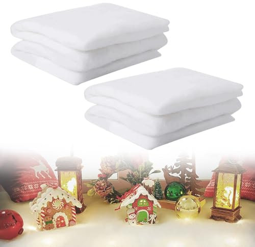 LPAMABA 2 Coperta di Neve Natale 40 cm x 150 cm Tappetino da Neve per Decorazioni Natalizie Neve Finta per Villaggio Natalizio Neve Finta Decorativa per Albero di Natale (Bianco)