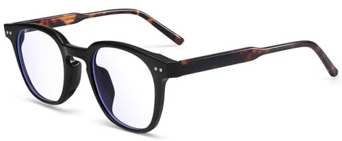 Dollger Blaulichtfilter Brille für Damen Herren Blaue Licht Blockieren Brille Square Blue Light Blocking Glasses Großer Rahmen Brille Anti Blaulicht PC TV Gaming Unisex Leopard Schwarz