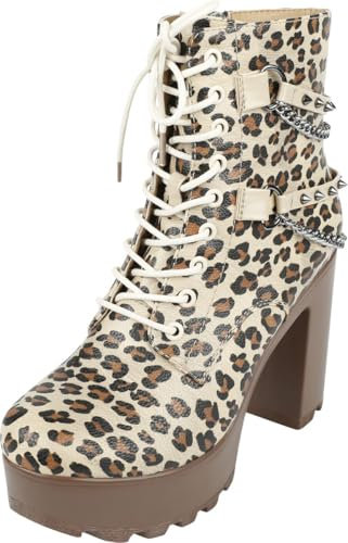 Rock Rebel by EMP Damen Stiefeletten mit Absatz und Plateau im Leo Alloverprint EU39