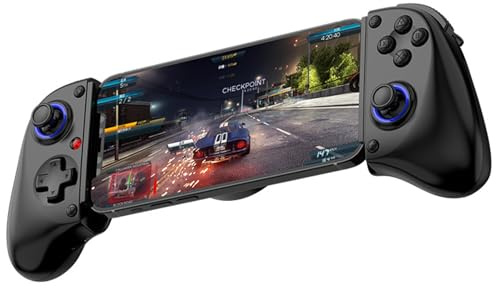 AARONMEI Controller di gioco retrattile wireless per Switch/iOS/Android/PC/Tablet, Gamepad wireless con joystick effetto Hall/trigger Hall, con turbo/giroscopio a 6 assi/vibrazione (nero)