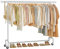 SONGMICS Kleiderständer auf Rollen, Garderobenständer, hochbelastbar, ausziehbare Kleiderstange, bis 110 kg belastbar, 45 x (160-200) x 162,9 cm, aus Metall, verchromt, silbern HSR176E01