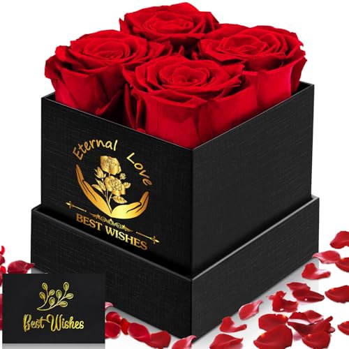RDDAIPE Rosa Eterna Confezione Regalo,Rosa Stabilizzata Infinita,Rosa Eterna Stabilizzata Regalo per Donna, Mamma, Moglie,Fidanzata,per Compleanno,San Valentino,Festa della Mamma,Anniversario,Natale