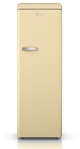SWAN SR11050CNE Retro Tall Larder Fridge with 337L Capacity, 5 Glass Fridge Shelves, 1 Chrome Wine Rack, 6 Door Shelves, 1 Salad Crisper, Energy Class E, Cream