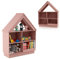 HOMFME Bibliotheque Enfant en Forme de Maison avec 5 Compartiments Ouverts, Meuble de Rangement à 3 Niveaux avec Dispositif Anti-Basculement, Étagère d’Affichage, Idéal pour Chambre d’Enfant (Rose)