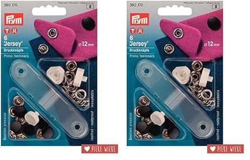 Prym Nicht nähen Snap Fastneres, Steel, Schwarz, 12 mm Stärke (Packung mit 2)