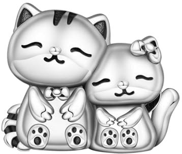 CYMYSS Breloque en Argent Sterling 925 pour Bracelet Perles Charm Bracelet Charms et Perles pour Femme Charms et Breloques pour Femme Pendantes (Chats qui s'accrochent l'un à l'autre)
