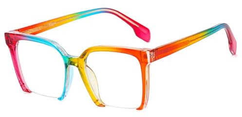WFFZTZW Retro Halbrand Brillengestell für Damen, modisches Federscharnier für Herren (bunt)