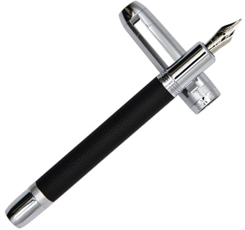 Ranvi Jinhao 92 Fountain Pen, Fine Nib with Ink Converter(Silver-Black)
