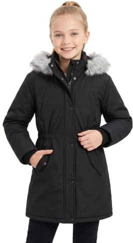 SOLOCOTE Manteau hiver pour filles imperméable veste de ski épaisse à capuche en duvet synthétique long parka pour enfants
