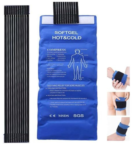 Ghiaccio Gel, Borse Ghiaccio Gel Riutilizzabile, Cuscino Impacco Termico Sintetico Borsa Acqua Calda, Cuscinetti di Raffreddamento, Compressa Fredda Calda, per Dolore e Lesioni, 17 * 44 cm