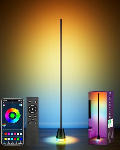 LED Floor Lamp, Corner Floor Lamp, Smart RGB Corner Lamp with App and Remote Control, 172 LED Light Beads and 16 Million Colors Changing Standing Lamps with Music Sync for Living Room, Bedroom