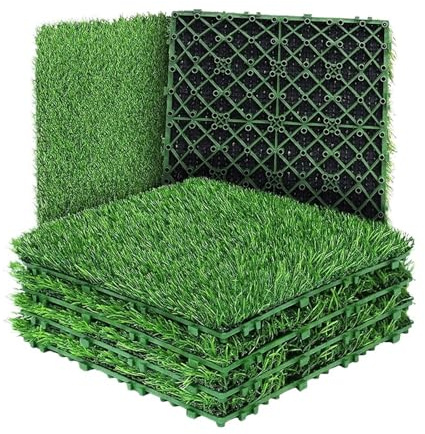 WLCNYL Lot de 10 Dalles de Gazon synthétique Auto-drainantes, 30,5 x 30,5 cm, pour Sol décoratif