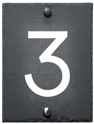 House Signs Direct | Bespoke Slate House Sign | Rustic Grey House Number Plaques | Personalised Home and Door Number Plaques for Wall, Easy Install House Signs for Outside