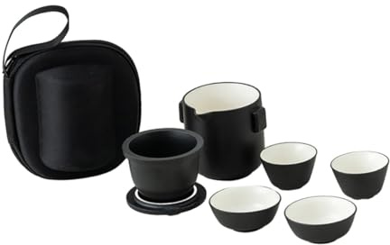 TOPPERFUN Té Portátil de para Viaje Conjunto de Tetera y Tazas para Parejas con Bolsa de Transporte Kit de Té Chino para Exteriores y Oficina
