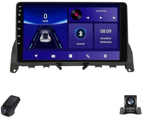 Pantalla de 2K Radio para Coche para Mercedes Benz C Class 3 W204 S204 2006-2011 Android 14 Doble DIN Estéreo con CarPlay/Android Auto/5G WiFi/4GLTE/GPS/Bluetooth/AM/FM/RDS/DSP(C20)