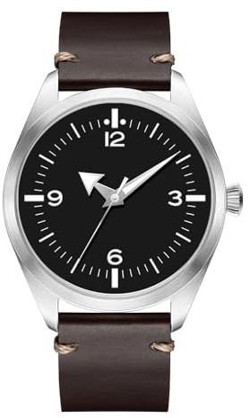 Boyarca Montre de pilote pour homme - Mouvement automatique japonais - Boîtier en acier inoxydable - Montre flieger avec éclairage étanche