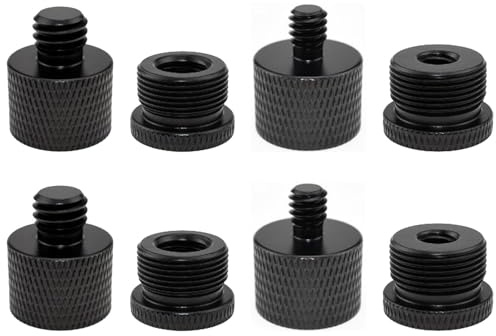 8 Pcs Mic Stand Adapter Set, Microphone Thread Adapter Set 1/4” 3/8” 5/8” Screw, Tripod Thread Adapter for Microphone Stand, Camera Tripod, Boom Arm, Recording Equipment