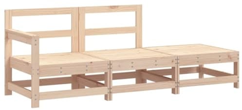 Roanoer 3-teiliges Garten-Lounge-Set aus massiver Kiefer 62x66x70,5 cm Modernes Latten-Design Robustes Holz Sofa Eckbank Hocker Balkonmöbel für kleine Terrasse Garten Balkon