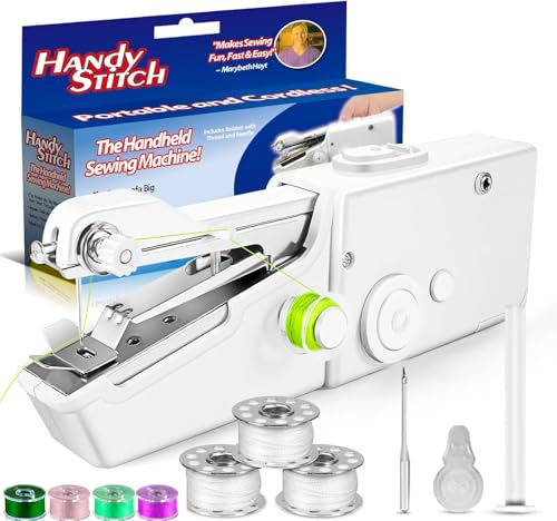 Máquina de coser de mano, mini máquina de coser portátil para principiantes, máquina de coser eléctrica con accesorios, adecuada para costura rápida, hogar, viajes y proyectos de bricolaje