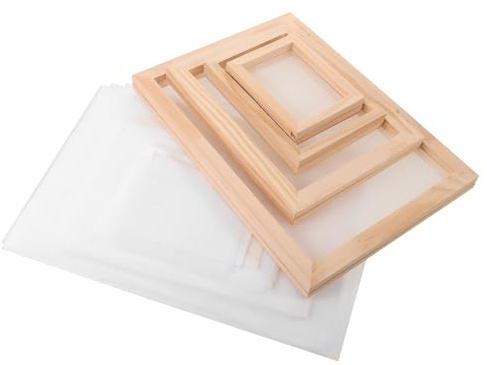 CIMAXIC 1 Set Papierherstellungszubehör: Holz-Papierschöpfrahmen, Schöpfrahmen, Sieb für Bastelprojekte, inklusive saugfähigem Papier und Siebgewebe (A4, A5, A6, A7)
