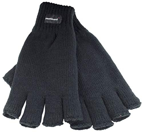 Thinsulate Halbfinger Herren Thermo Handschuhe (3M 40g) M/L Schwarz