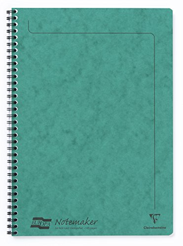 Clairefontaine 4863Z Notemakers Europa Spiral Notebook Green - A4 21x29,7 cm - 120 Detachable Ruled Pages - White Paper 90 g - Glossy Card Cover