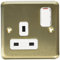 MK K2958SAG Single Dual Earth Switch Socket with Double Pole - Satin Gold