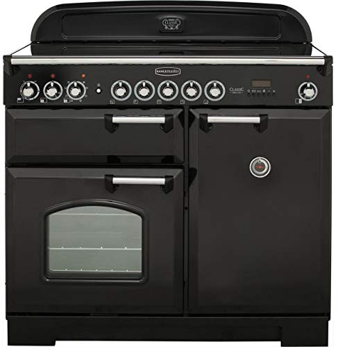 Rangemaster CDL100EIBL/C Classic Deluxe Gloss Black with Chrome Trim 100cm Electric Induction Range Cooker