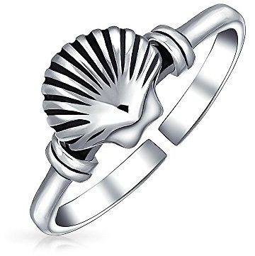 Bling Jewelry Personalisierter Nautischer Aloha Tropischer Urlaub Hawaiianische Insel Strandurlaub Seemuschel Midi Zehenring Für Frauen Oxidiertes .925Er Sterlingsilber Verstellbar