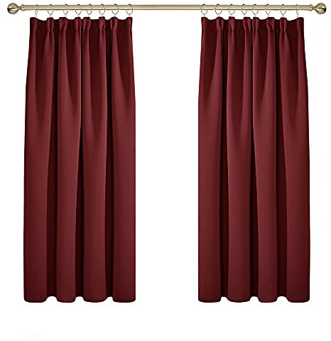 Deconovo Vorhang Verdunkelungsvorhang Kräuselband Dicke Gardinen Blickdicht Vorhang Blickdicht Vorhang, 138x168 cm(HöhexBreite), Rot, 2er Set