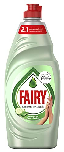 Fairy Limpieza y Cuidado Aloe Vera y Pepino Lavavajillas Líquido 500 ml con Protección de la Dermis Beneficia la Piel y Combate la Grasa